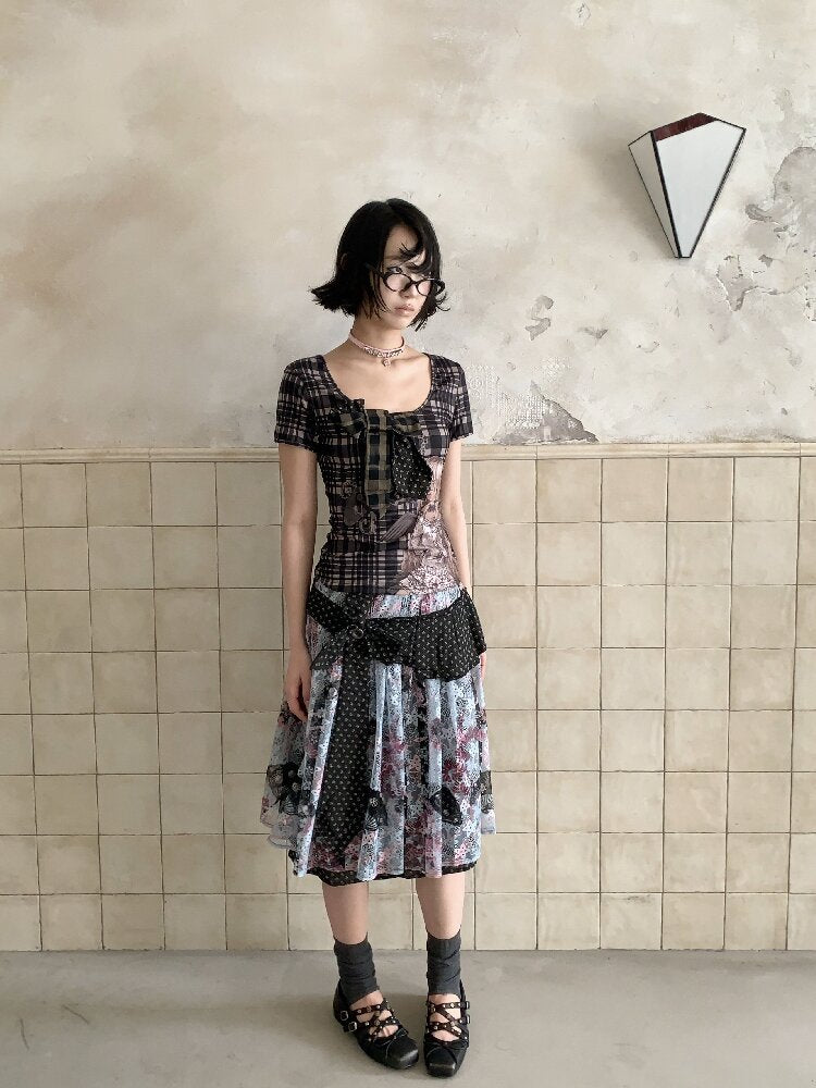 Jacquard Cross Vintage Maxi Skirt【s0000018085】