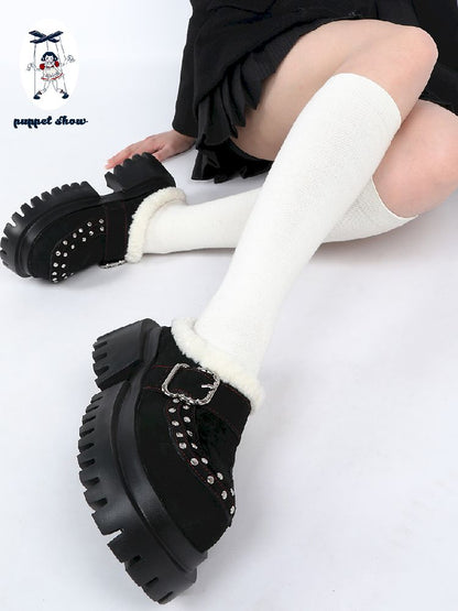 꼭두각시 쇼 [Original] New Baotou Wear Punk Wool 슬리퍼 2025 두꺼운 껍질과 양털 Birkenstocks