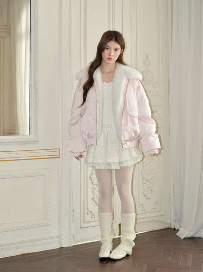 Glossy Satin Fleece Down Jacket【s0000015047】