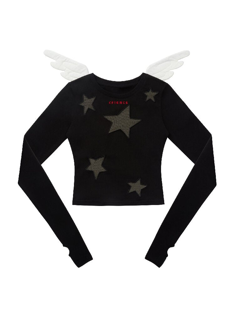 Mesh Embroidery Angel Wings Top【s0000019129】