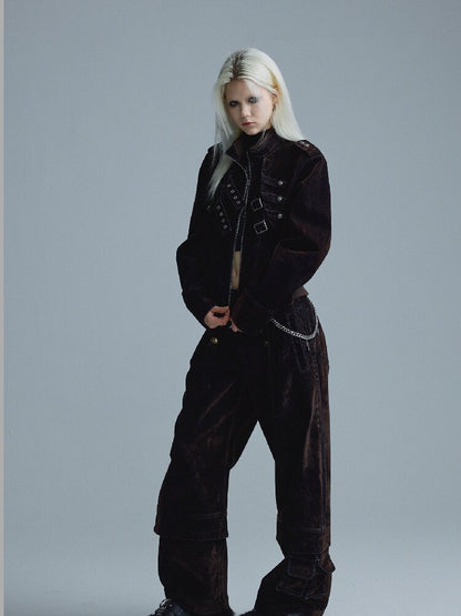 Napoleonic Matte Velvet Belt Jacket【s0000018551】