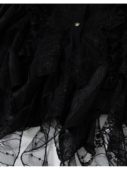 Openwork Lace Irregular Shirt Dress【s0000015941】