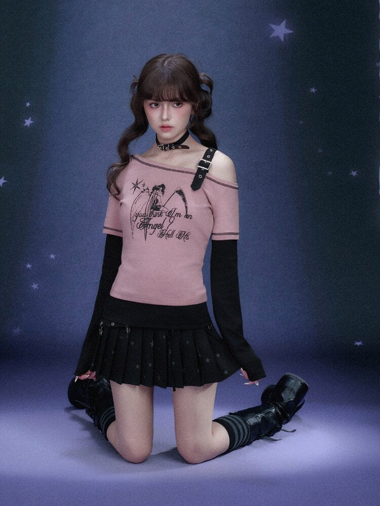 Fake Two Angel Printed T-shirt【s0000015767】