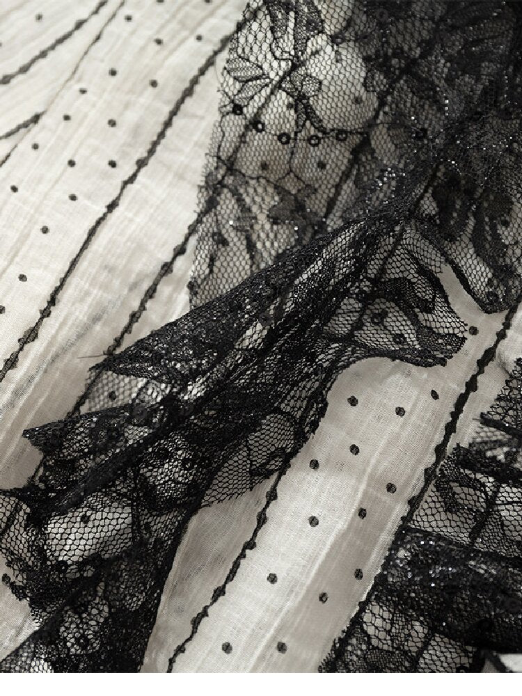 Vintage Lace Asymmetrical Shirt【s0000017987】