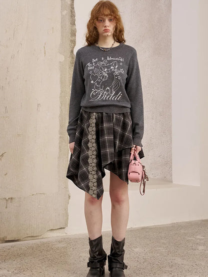 Kitten Crewneck Oversized Sweater Knit Top【s0000014065】