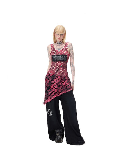 Riveted Applique Mesh Irregular Dress【s0000017715】