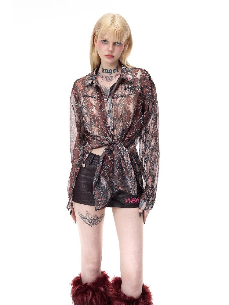 Shimmer Mesh Shirt Patchwork Skirt【s0000017719】