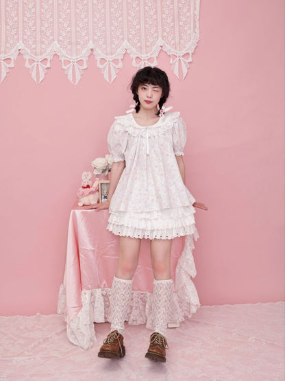 Rose pattern puff sleeve top【s0000012851】