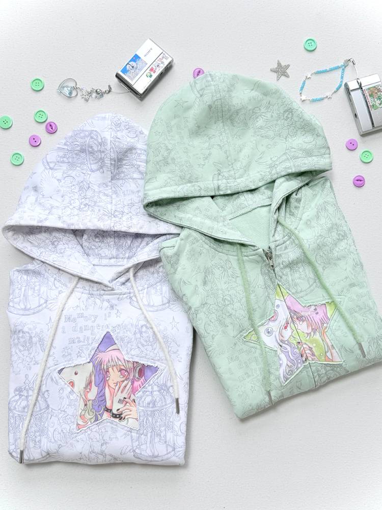 Star-Print Hooded Sweatshirt【s0000014437】