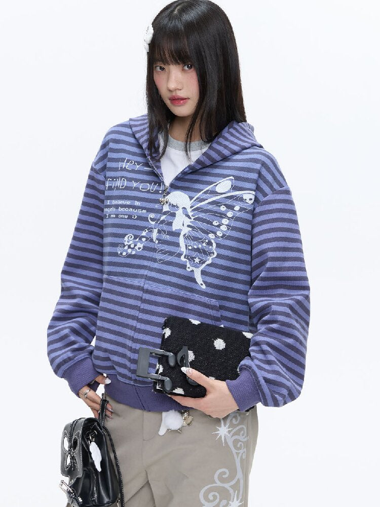 Vintage Striped Hooded Sweatshirt【s0000016380】