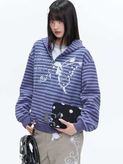 Vintage Striped Hooded Sweatshirt【s0000016380】