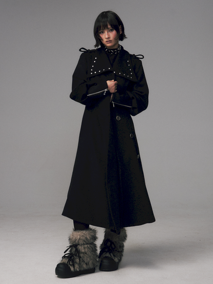 Dark A-Line Temperament Wool Coat【s0000014707】