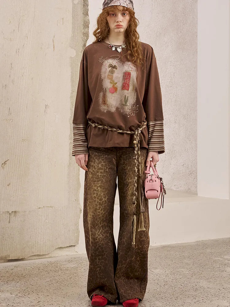 Patchwork Oversized Long-Sleeve T-Shirt【s0000014044】