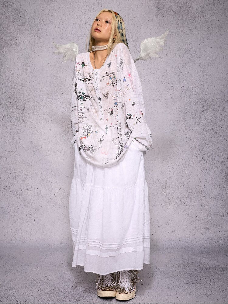 Manuscript Print Long Sleeve【s0000019143】