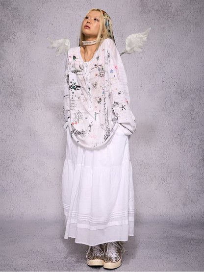 Manuscript Print Long Sleeve【s0000019143】
