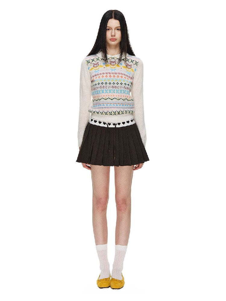 Love Waist Pleated A-Line Skirt【s0000015855】