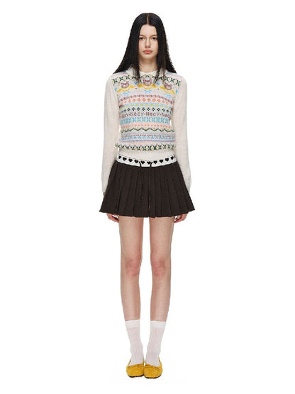 Love Waist Pleated A-Line Skirt【s0000015855】