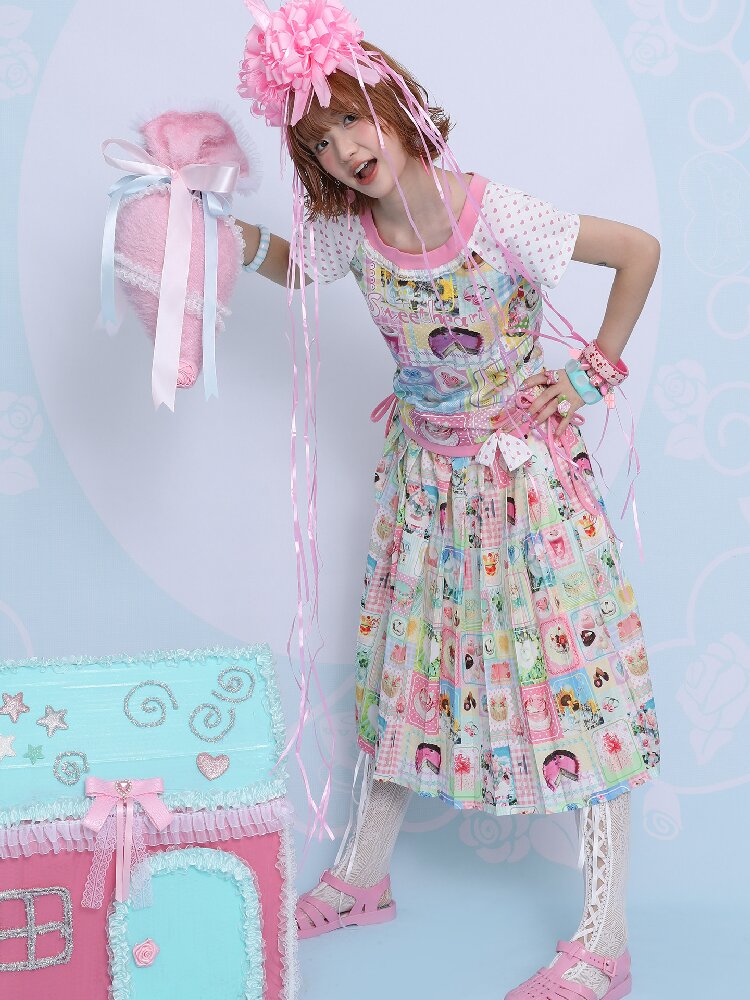 Summer Print Pleated Half Skirt【s0000017451】