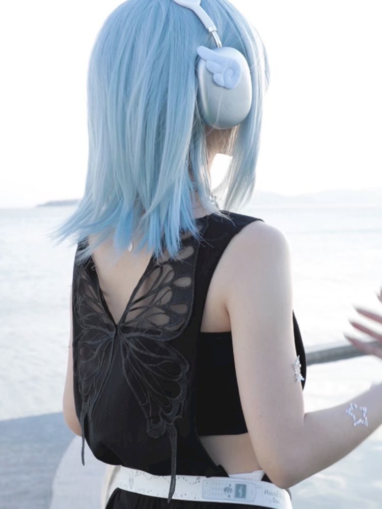 Butterfly Backless Fossil Sleeveless Tank Top【s0000009581】