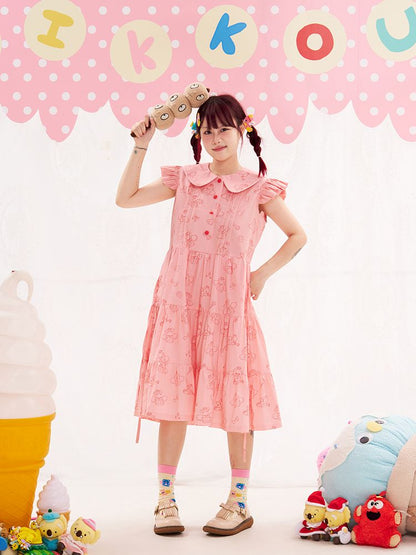 Animal Angel Fly Sleeve Pink Dress【s0000013188】