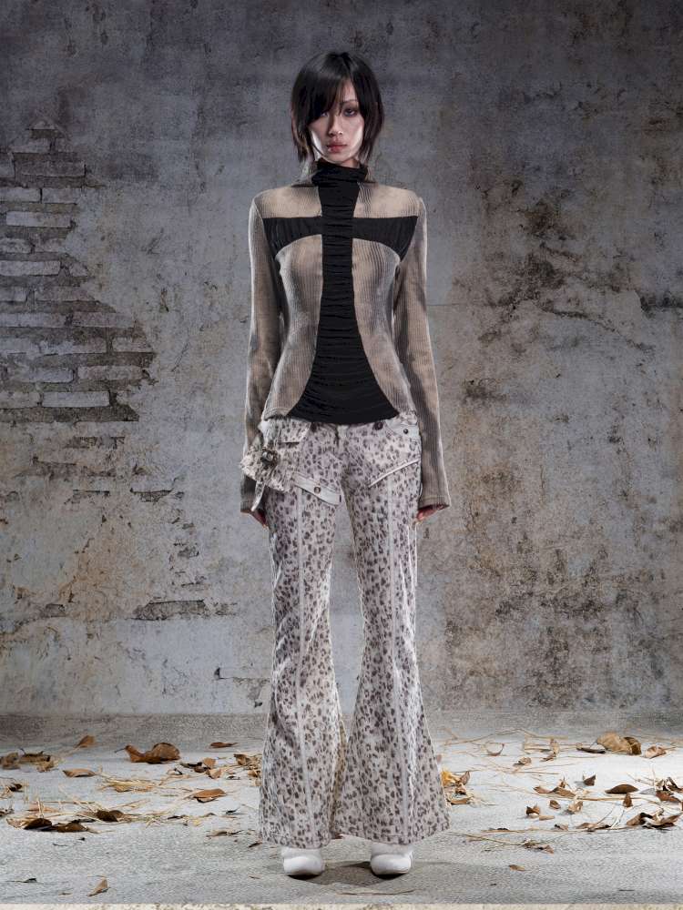 Straight-Leg Flared Low-Rise Pants【s0000014487】