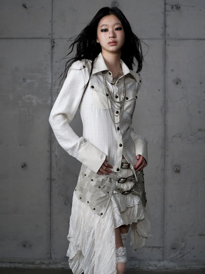 Leather Detachable Long-Sleeved Shirt【s0000014119】