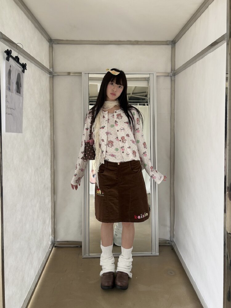 Bear Heart Print Cardigan Set【s0000019085】