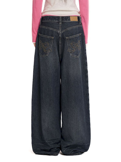 Straight leg sprayed horsehair denim pants【s0000012542】