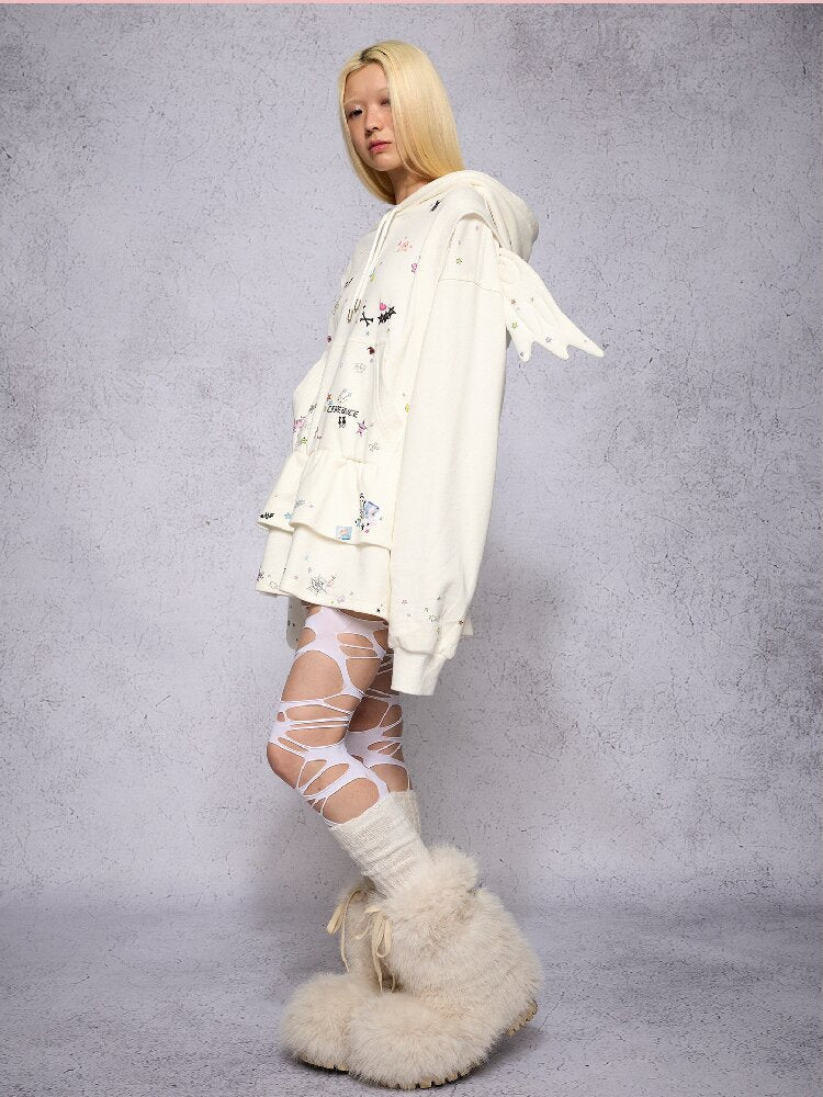 Sticker Angel Wing Sweatshirt Dress【s0000018742】