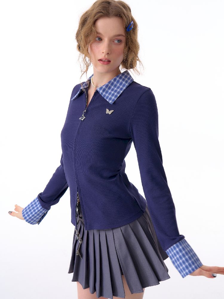 Long Sleeve Navy Blue Shirt【s0000012260】