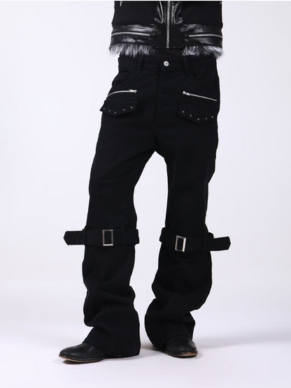 Washed Denim Metal Zip Stacking Jeans【s0000018189】