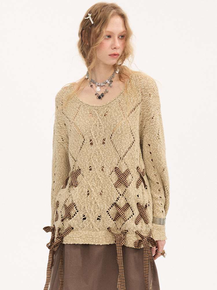 Strappy Rhombus Openwork Sweater【s0000015407】