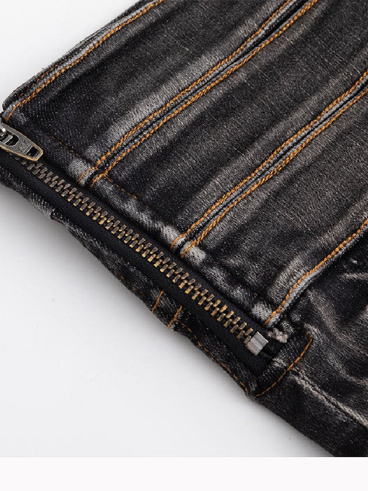 Distressed Metal Buckle Denim Shorts【s0000016285】