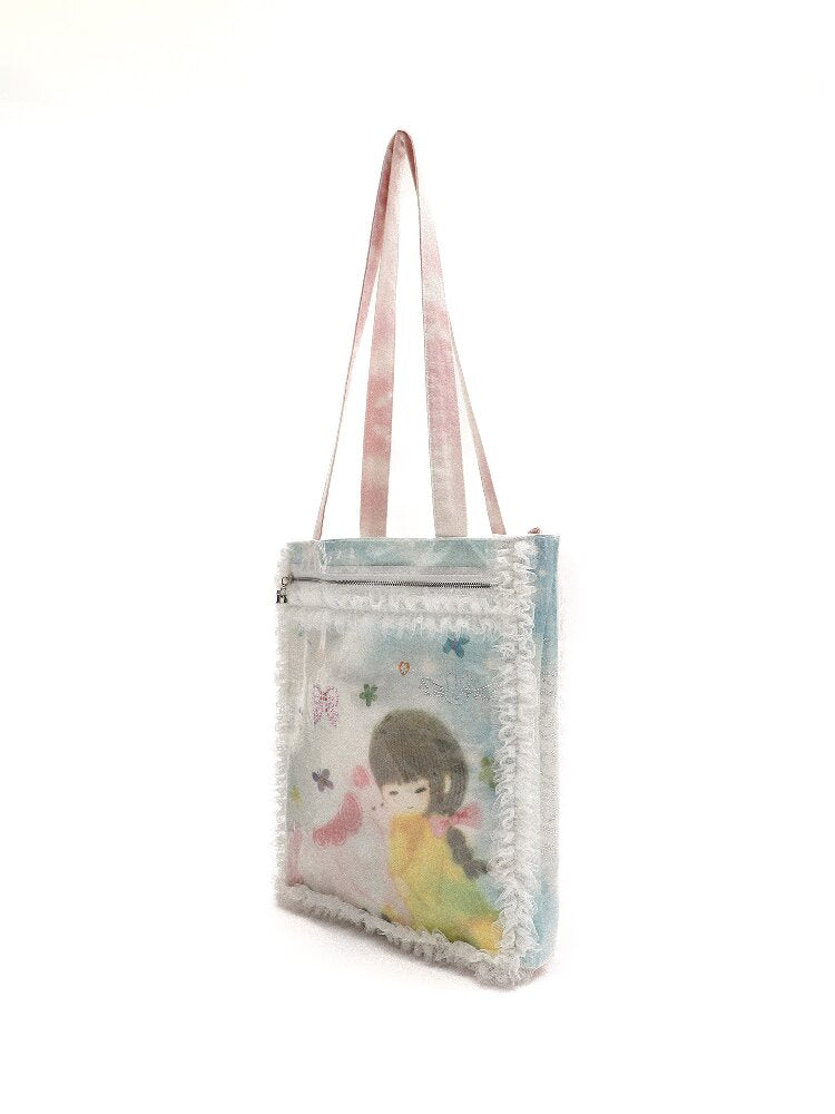 PVC Printed Illustration Girl Bag【s0000017449】