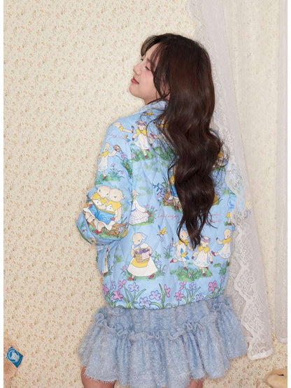 Lamb Illustration Print Down Jacket【s0000014498】