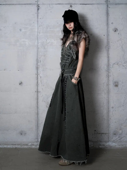 Workwear Vest-Style Maxi Dress【s0000013941】