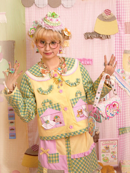 Jacket & Patchwork Half Skirt Set【s0000013703】