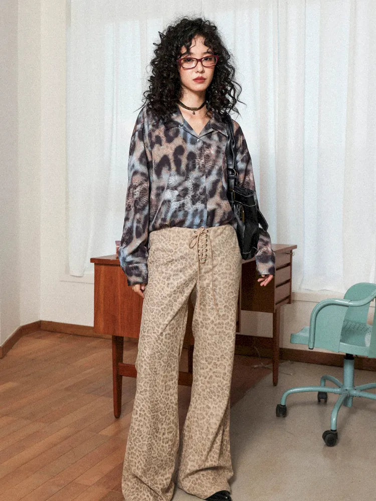 Leopard Print Cuban Collar Long-Sleeve Shirt【s0000013988】