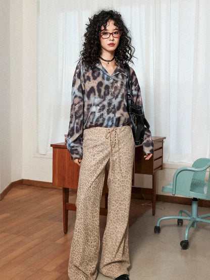 Leopard Print Cuban Collar Long-Sleeve Shirt【s0000013988】