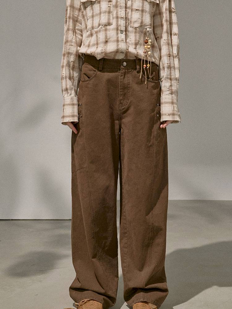 Split Side Pocket Riveted Washed Trousers【s0000014406】