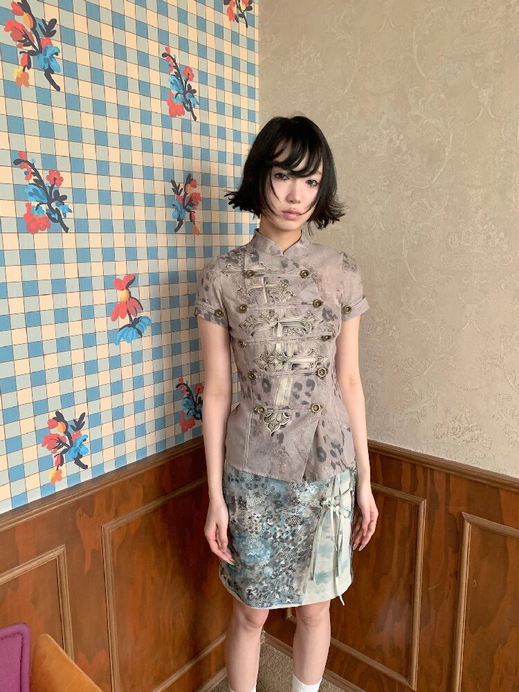Leopard Lace Panel Midi Skirt【s0000018094】