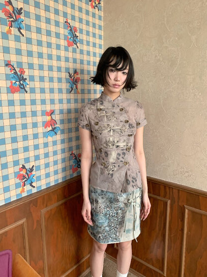 Leopard Lace Panel Midi Skirt【s0000018094】
