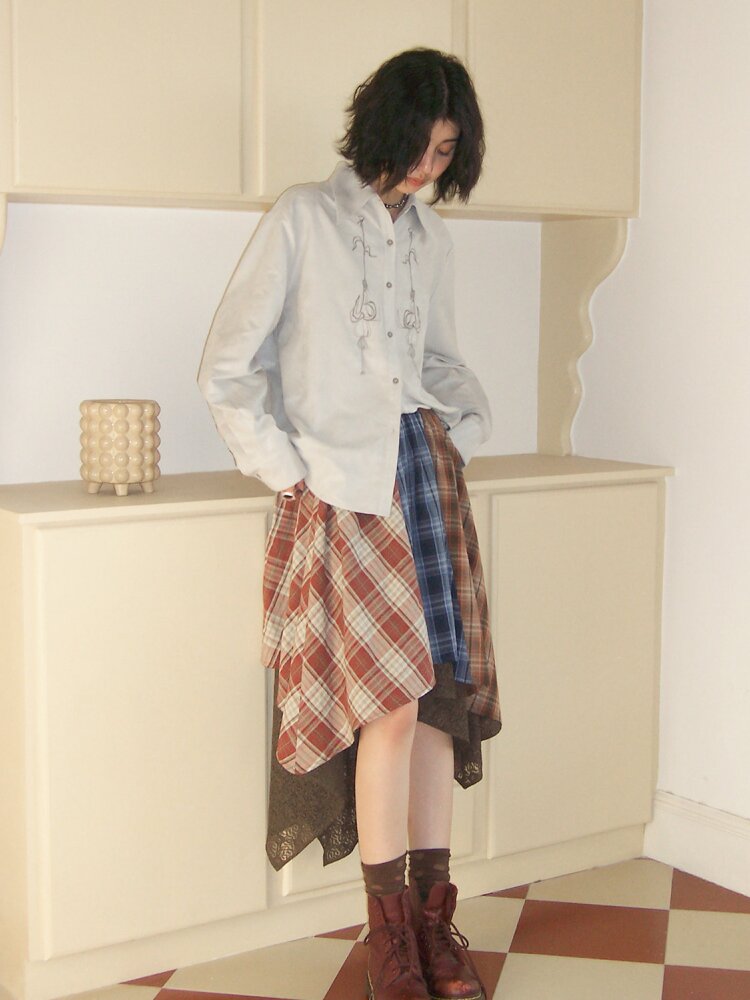 Elastic Plaid Irregular Spliced Skirt【s0000015462】