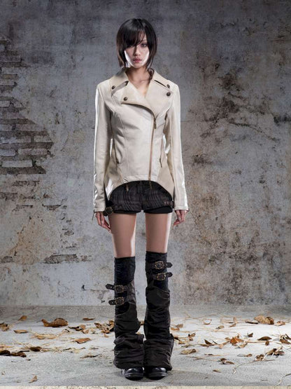 Fur Collar Stylish Slim-Fit Leather Jacket【s0000014481】