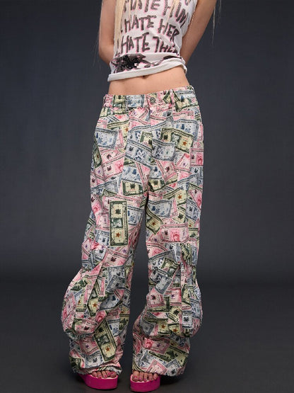 Money Print Multi Pocket Wide Pants【s0000017033】