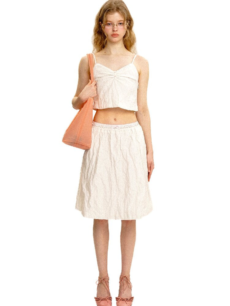 Wire Pleated Spaghetti Skirt Set【s0000017410】