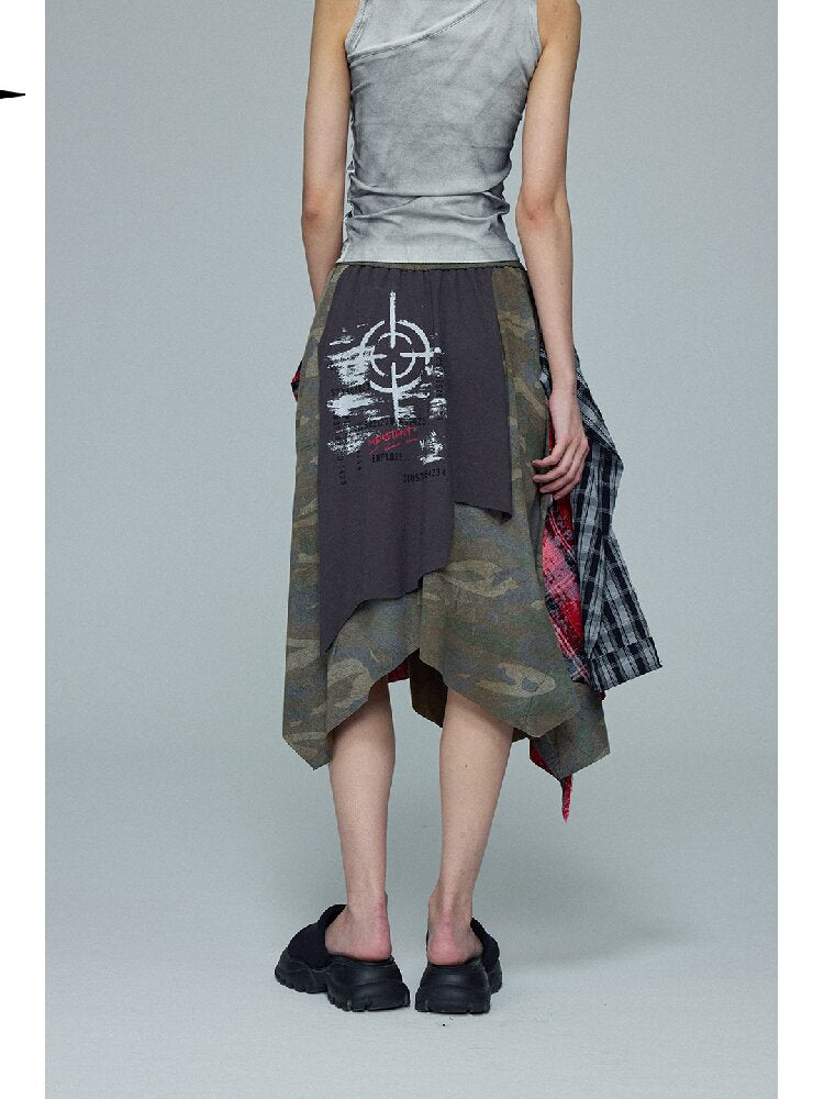 Camouflage Plaid Spliced Skirt【s0000016687】