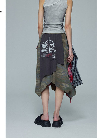 Camouflage Plaid Spliced Skirt【s0000016687】