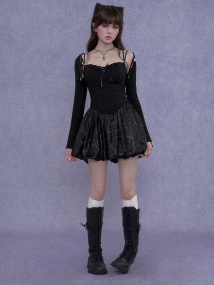Cross Shaped Flower Bud Strap Dress【s0000017278】