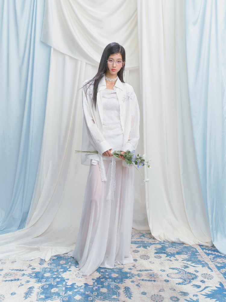 French lace pressed pleated dress【s0000012147】